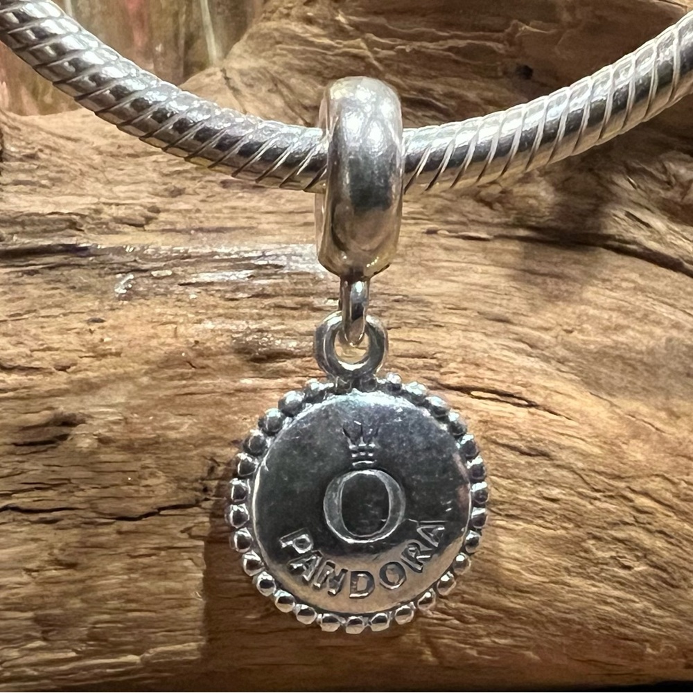 Authentic Pandora Charm Icon Dangle O Crown Engravable Signature Tag Monogram